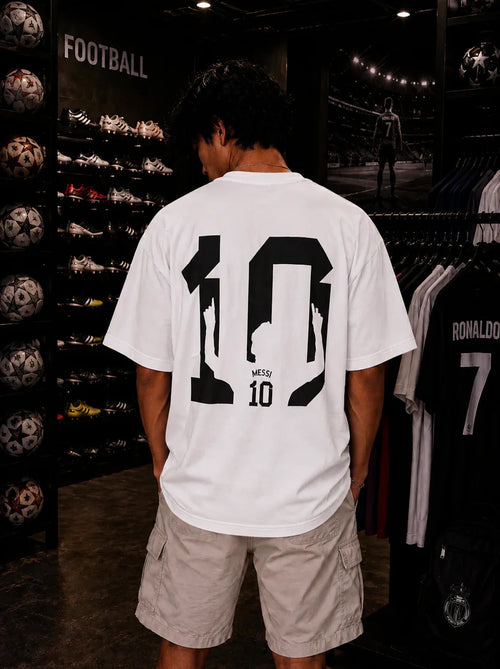 MESSI SHADOW WHITE OVERSIZED T-SHIRT – 200 GSM
