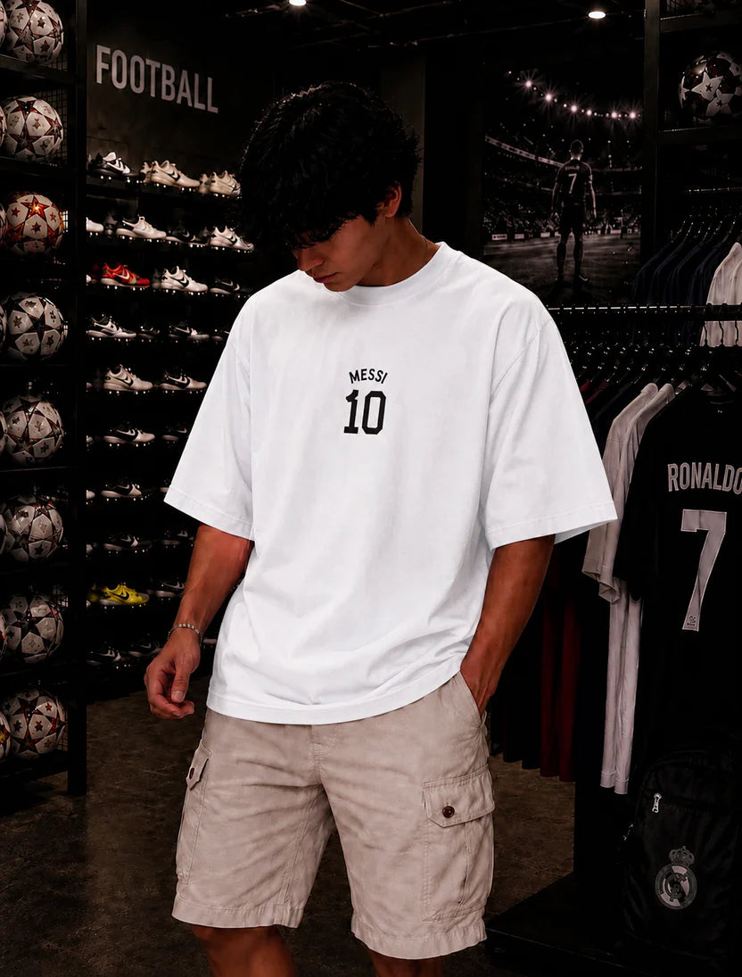 MESSI SHADOW WHITE OVERSIZED T-SHIRT – 200 GSM